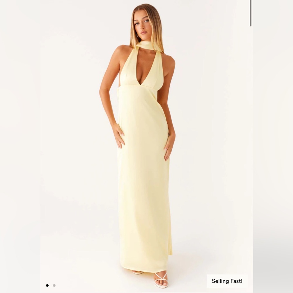 NWT Peppermayo Alicia Satin Halter Maxi Dress